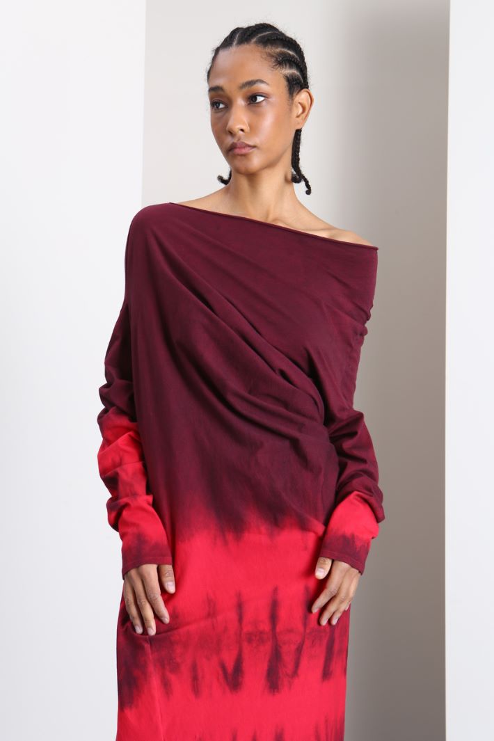 Abito tye-dye con drappeggio - VINACCIA FUXIA - Fashion Market - 4