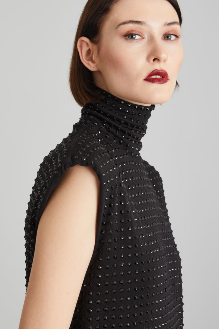 Abito con spalline imbottite - NERO - Fashion Market - 3