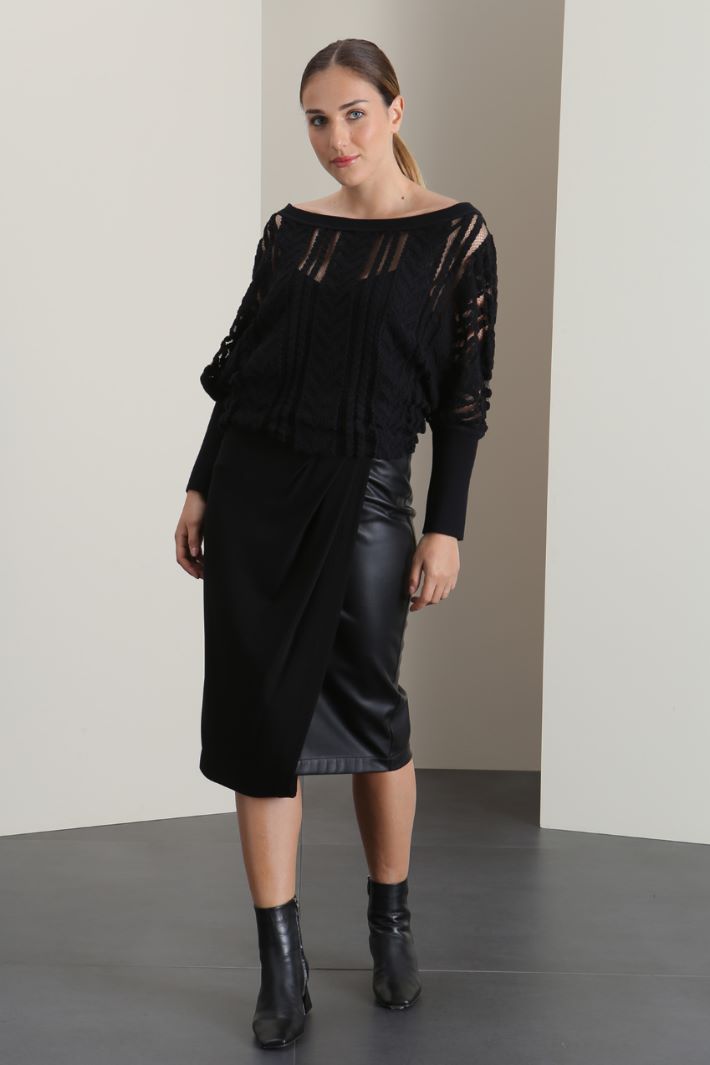Gonna in simil pelle - NERO - Fashion Market