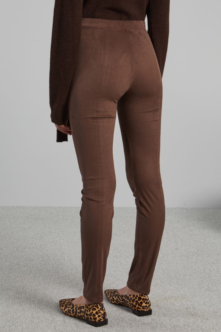 Pantaloni in jersey dal finish vellutato - MARRONE SCURO - Fashion Market - 4