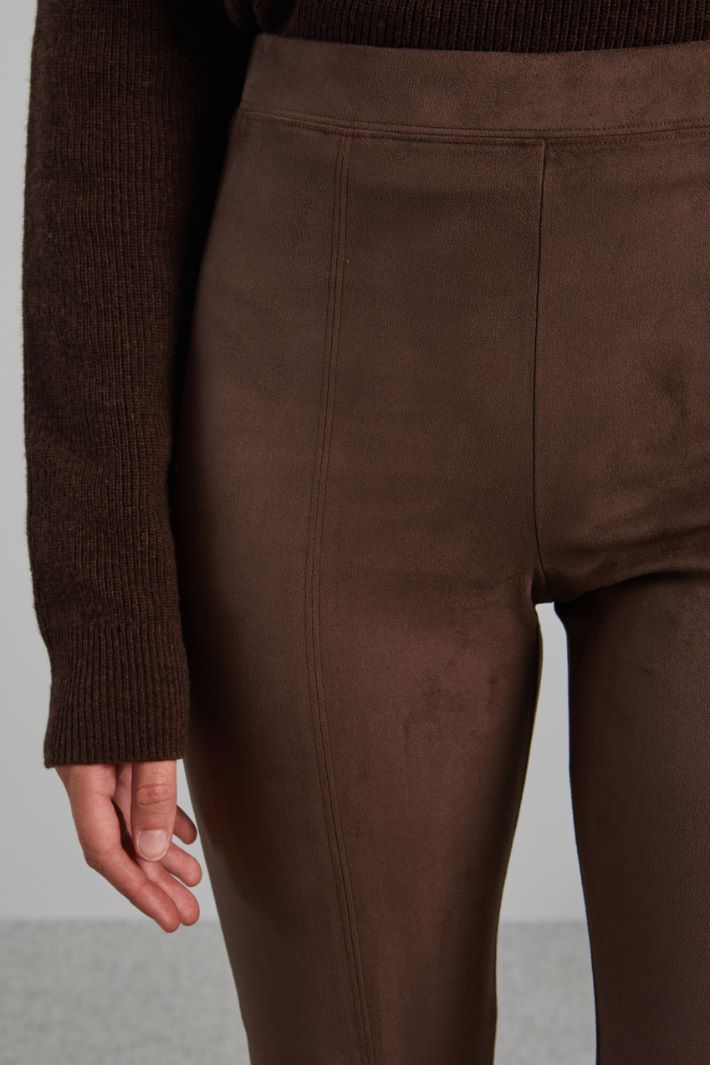 Pantaloni in jersey dal finish vellutato - MARRONE SCURO - Fashion Market - 3