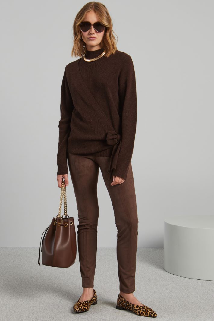 Pantaloni in jersey dal finish vellutato - MARRONE SCURO - Fashion Market