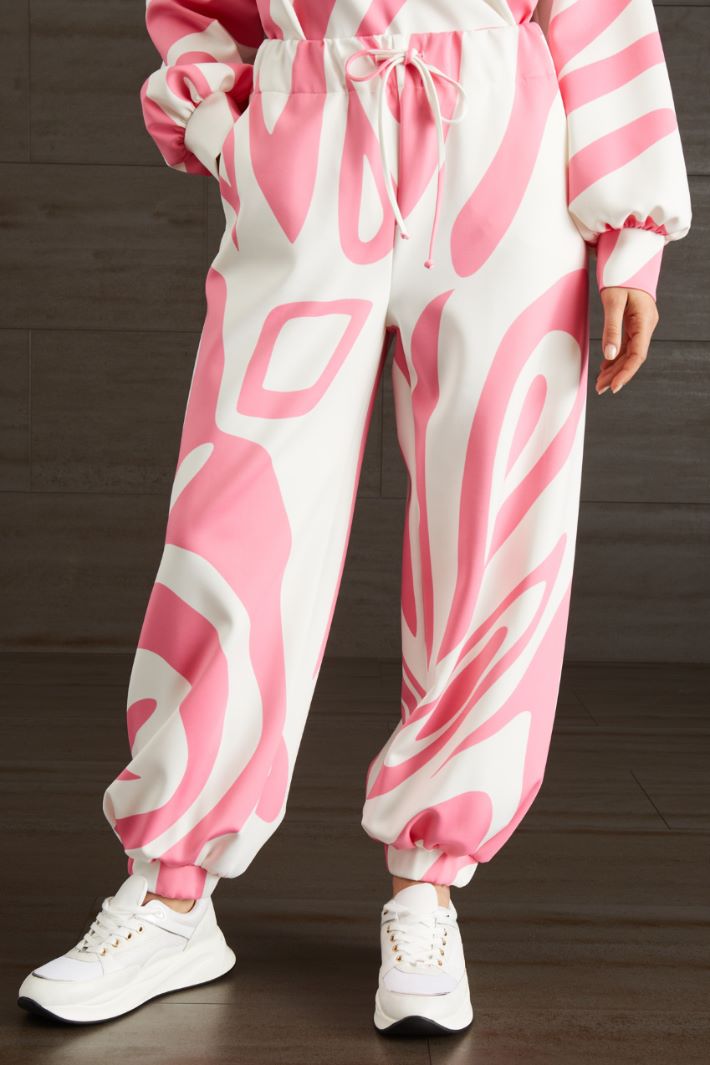 Jogger in jersey compatto - ROSA ACCESO BIANCO - Fashion Market - 2