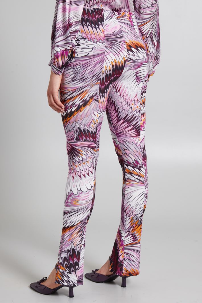 Pantaloni in jersey stampato - VIOLA ARANCIONE ARGENTO - Fashion Market - 4