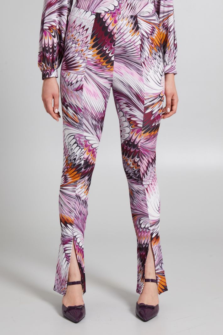 Pantaloni in jersey stampato - VIOLA ARANCIONE ARGENTO - Fashion Market - 2