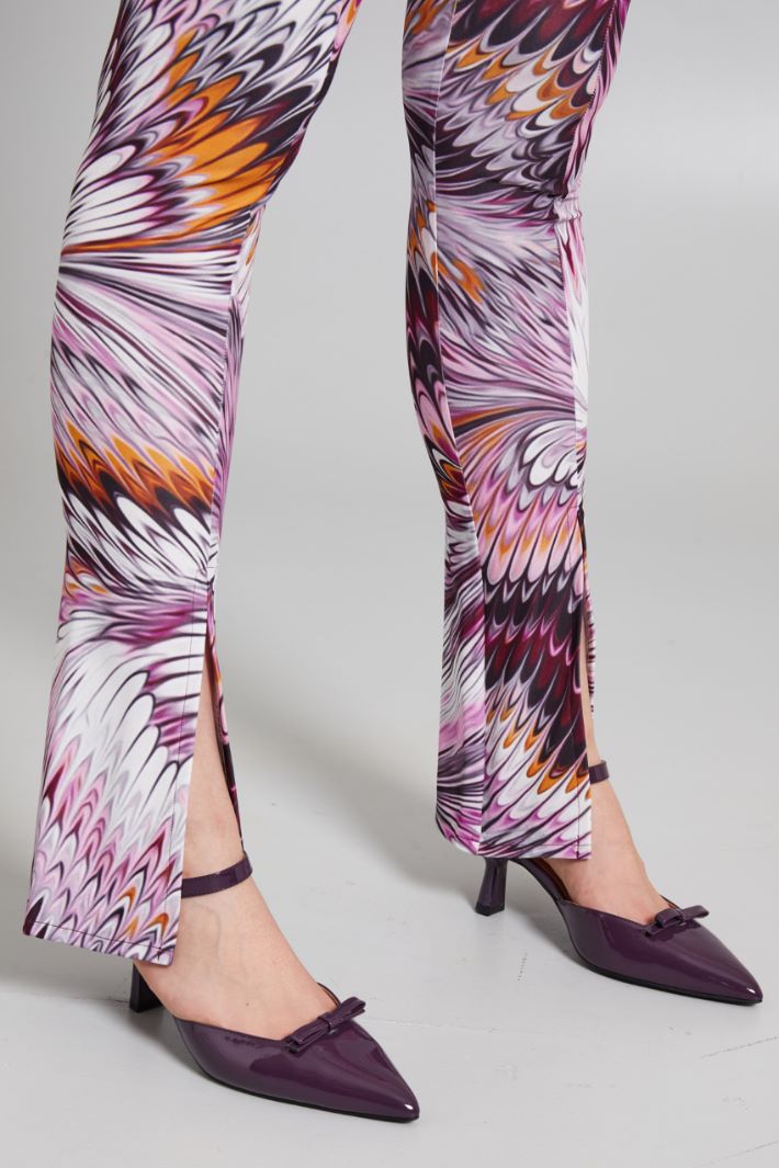 Pantaloni in jersey stampato - VIOLA ARANCIONE ARGENTO - Fashion Market - 3