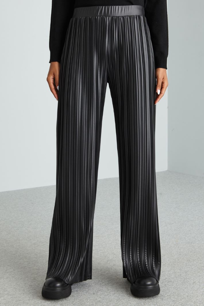 Pantaloni in jersey spalmato - NERO - Fashion Market - 2
