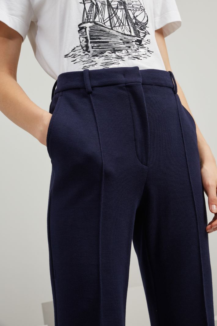 Pantaloni in jersey di cotone - BLU SCURO - Fashion Market - 3