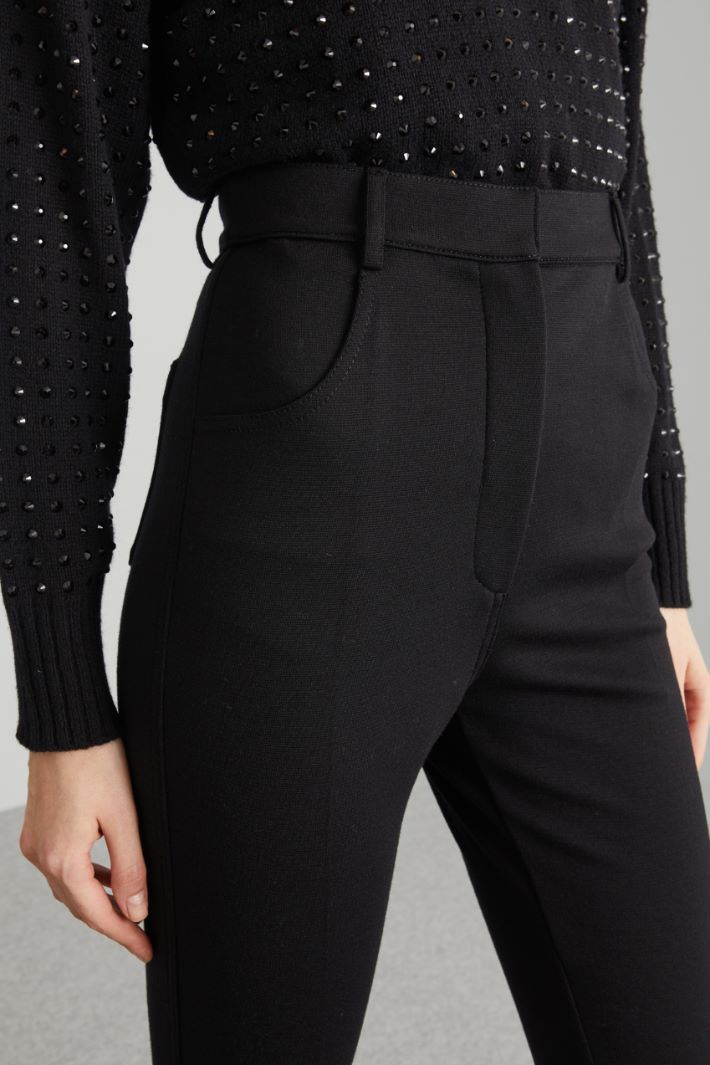 Pantaloni slim in jersey  - NERO - Fashion Market - 3