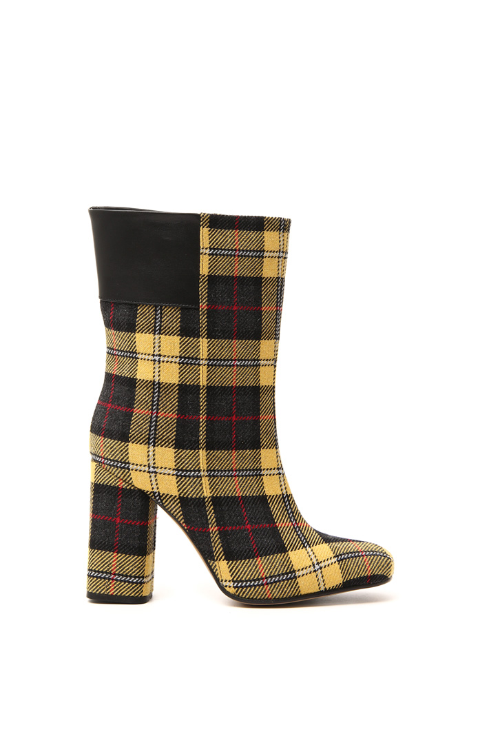 Stivaletti in tartan e pelle - GIALLO NERO - Fashion Market