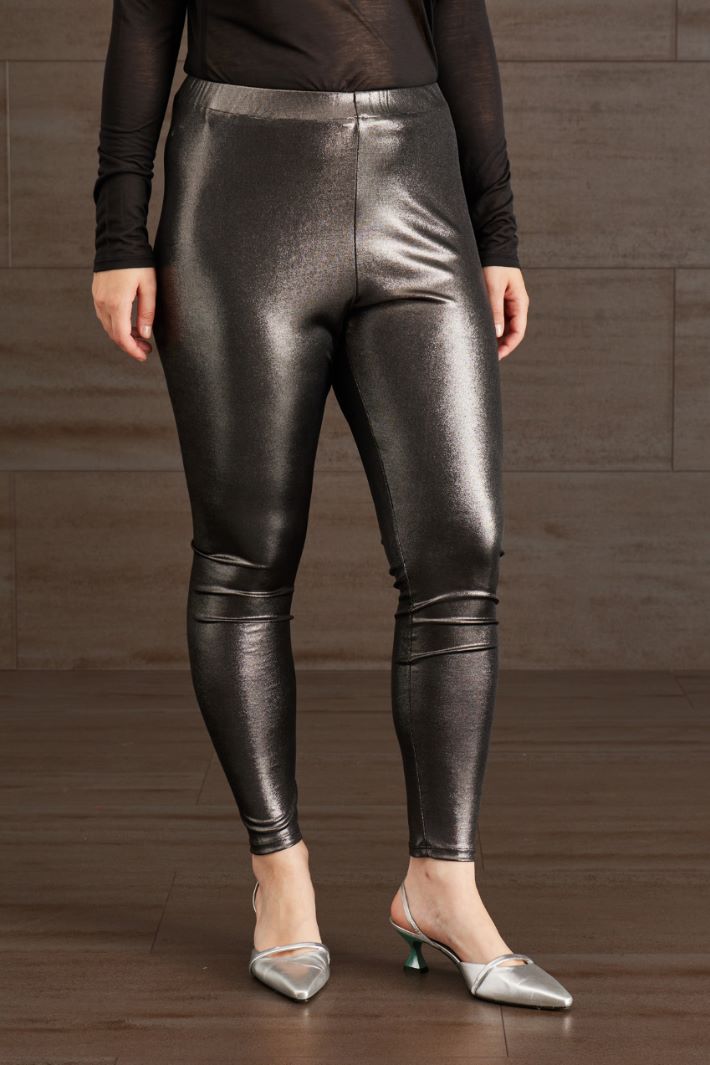 Leggings in jersey laminato - ARGENTO SCURO - Fashion Market - 2