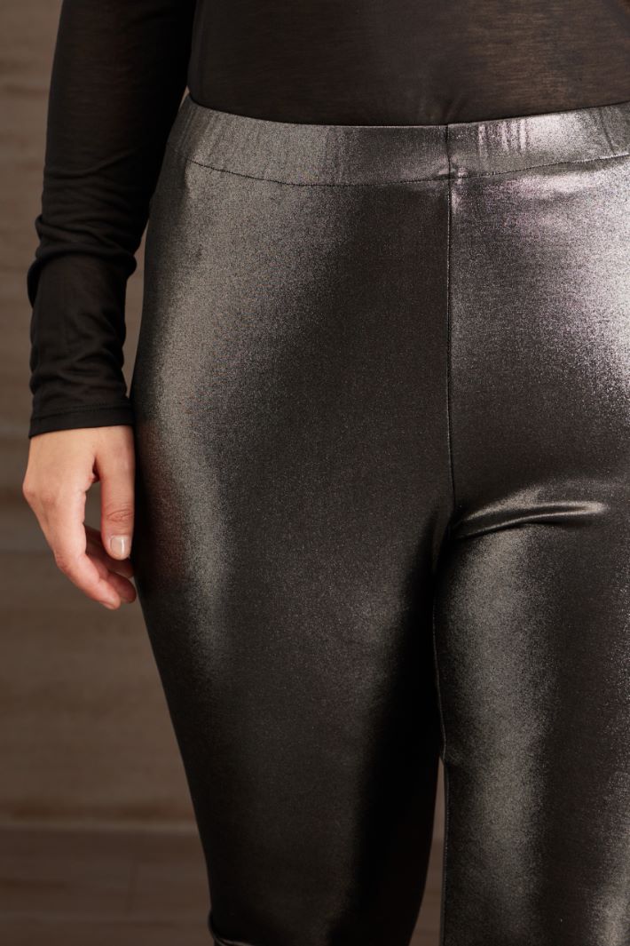 Leggings in jersey laminato - ARGENTO SCURO - Fashion Market - 3
