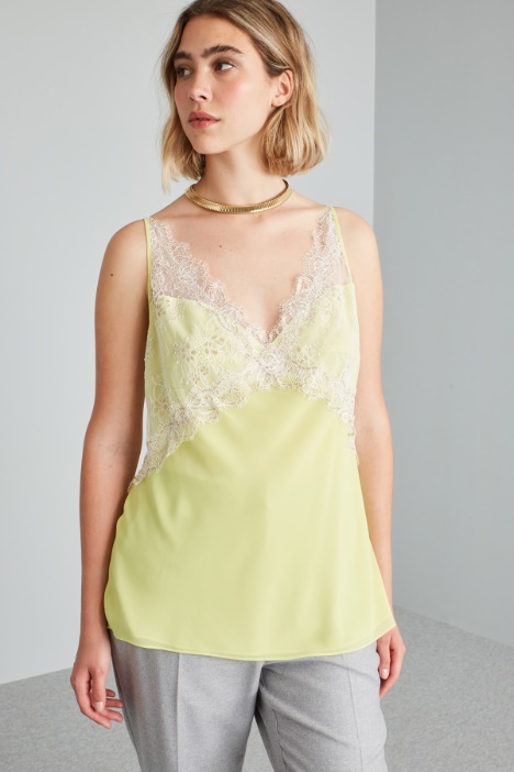 Top in georgette e pizzo - Fashion Market
