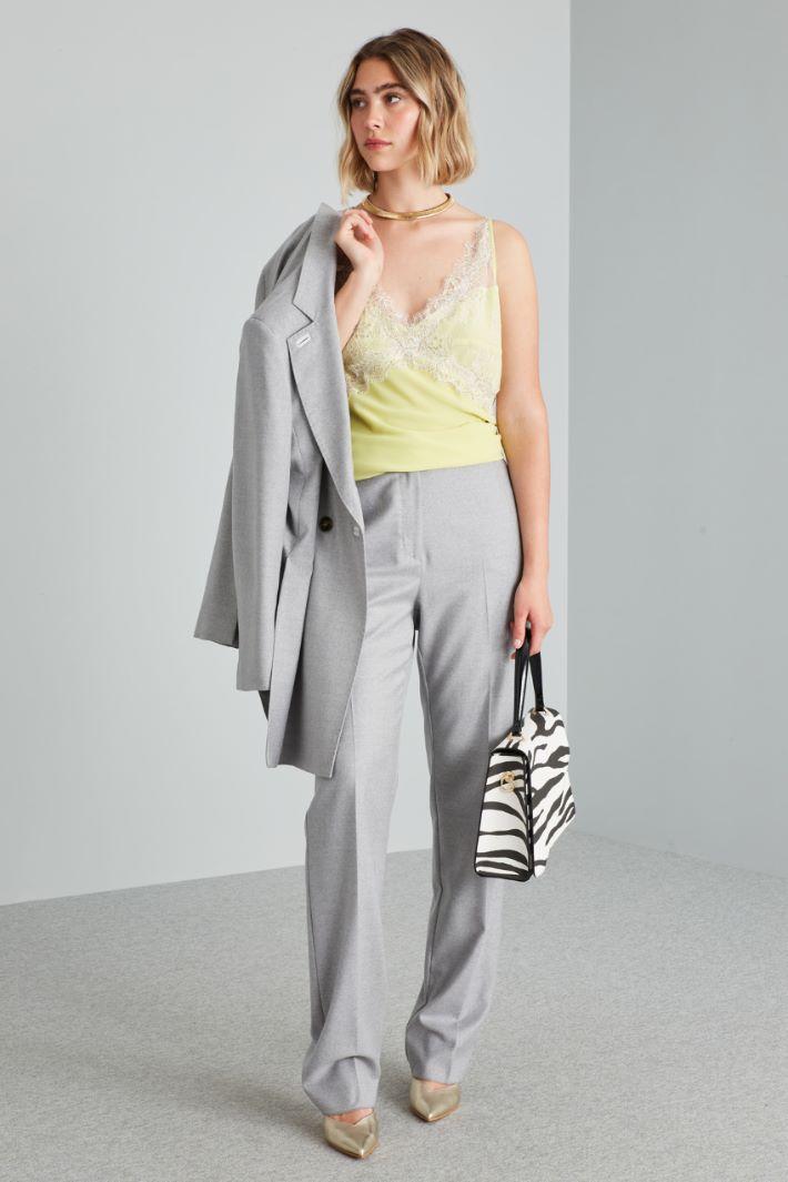 Top in georgette e pizzo - LIME - Fashion Market