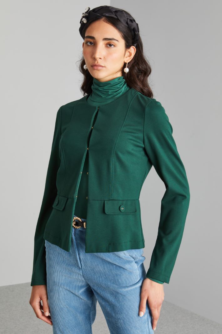 Giacca sfiancata in jersey - VERDE SCURO - Fashion Market - 2
