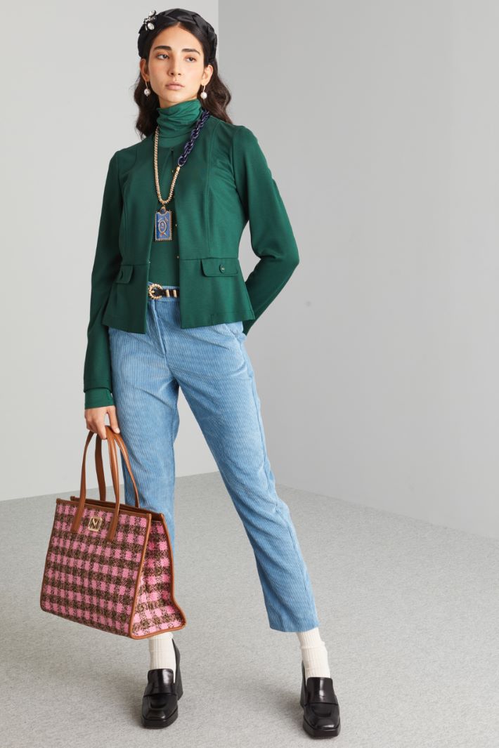 Giacca sfiancata in jersey - VERDE SCURO - Fashion Market