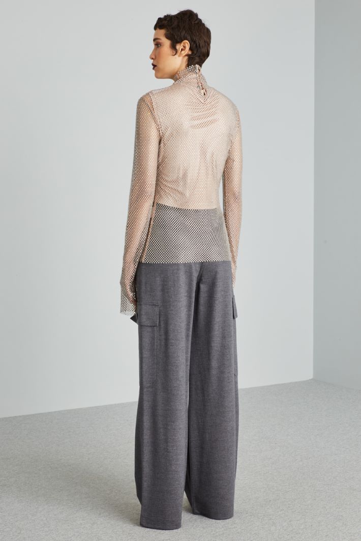 Top in rete con strass - ROSA PALLIDO ARGENTO - Fashion Market - 4