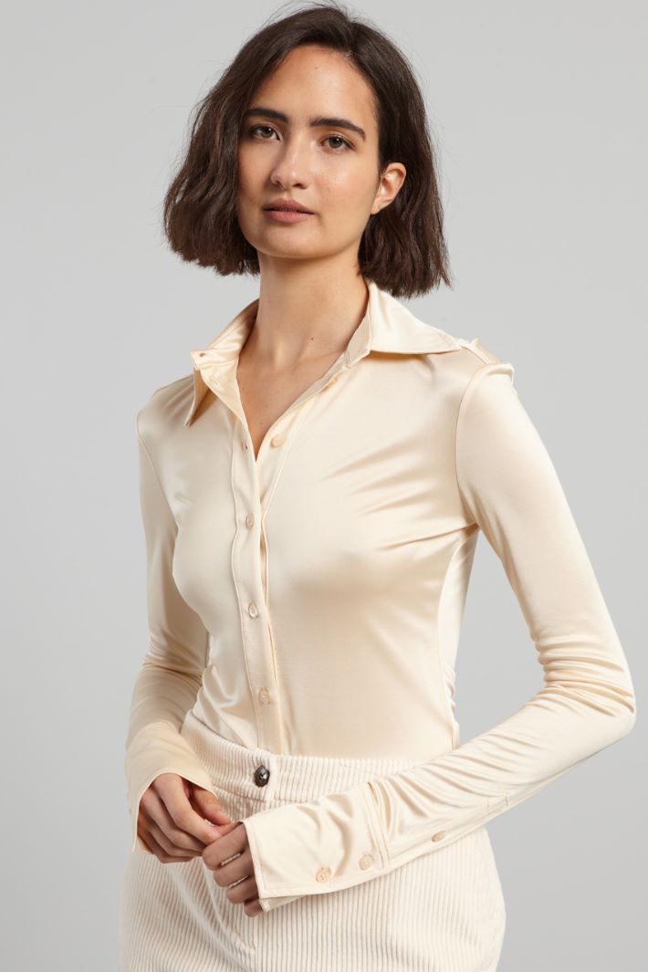 Body a camicia in jersey - AVORIO - Fashion Market - 3