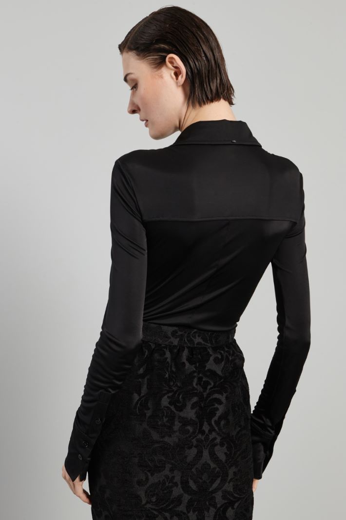 Body a camicia in jersey - NERO - Fashion Market - 4