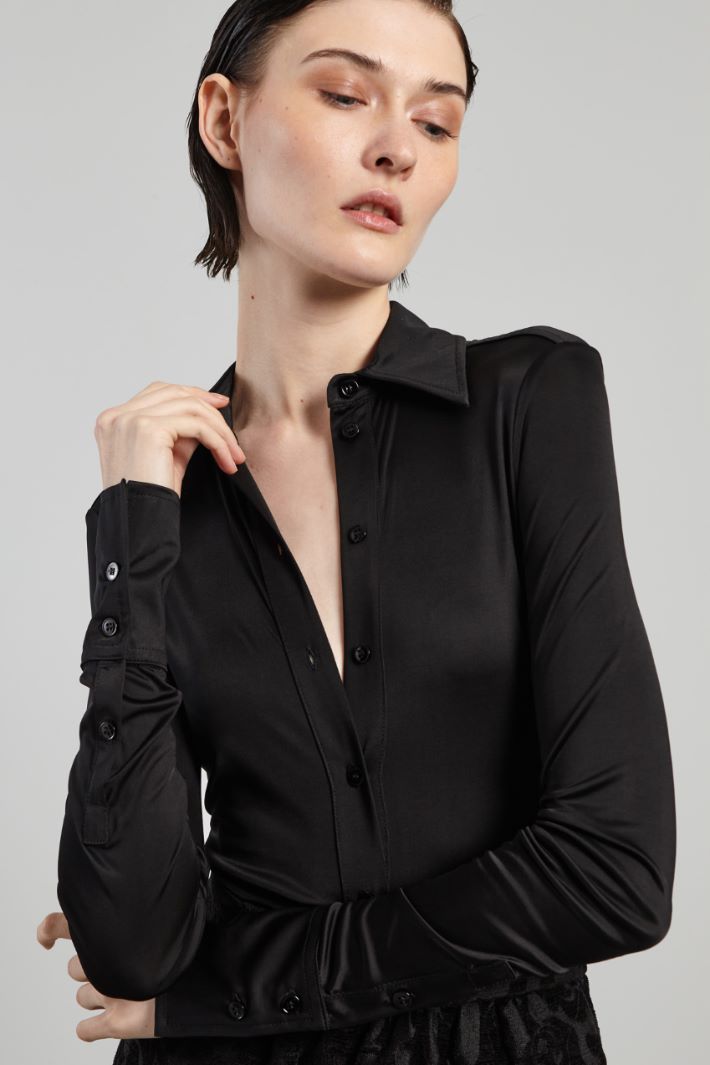 Body a camicia in jersey - NERO - Fashion Market - 3