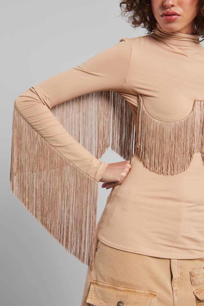 Top con frange lunghe - ROSA PALLIDO - Fashion Market - 3