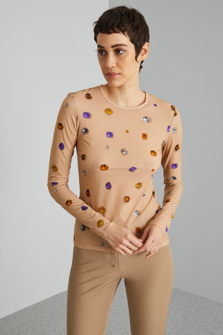 Top in jersey calza stampato - BISCOTTO ARANCIONE - Fashion Market - 2