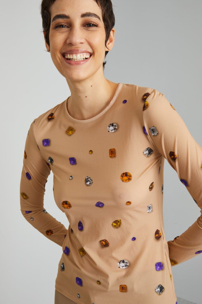 Top in jersey calza stampato - BISCOTTO ARANCIONE - Fashion Market - 3