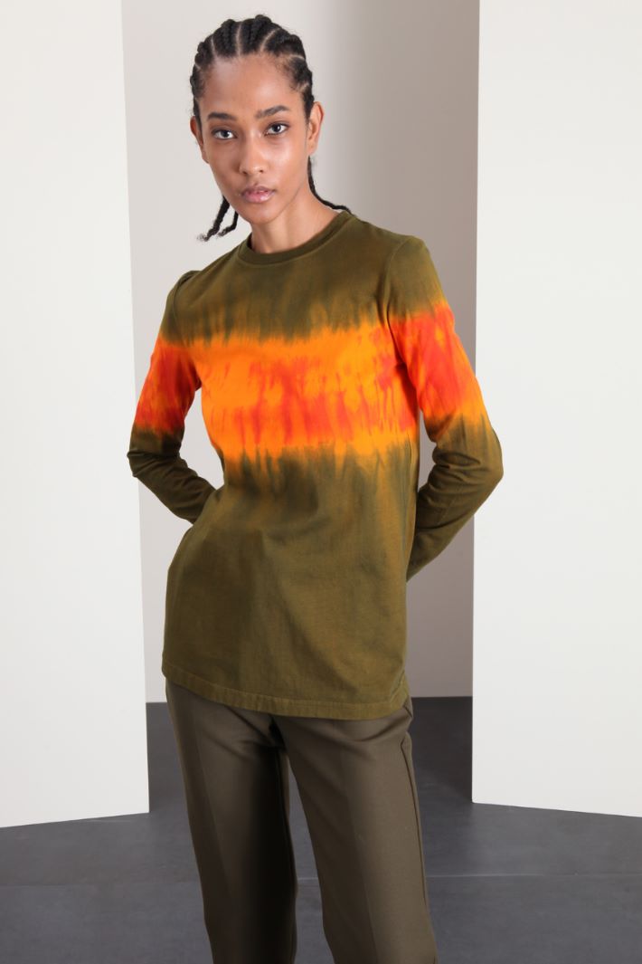 T-shirt con stampa tye-dye - VERDE ARANCIONE - Fashion Market - 3