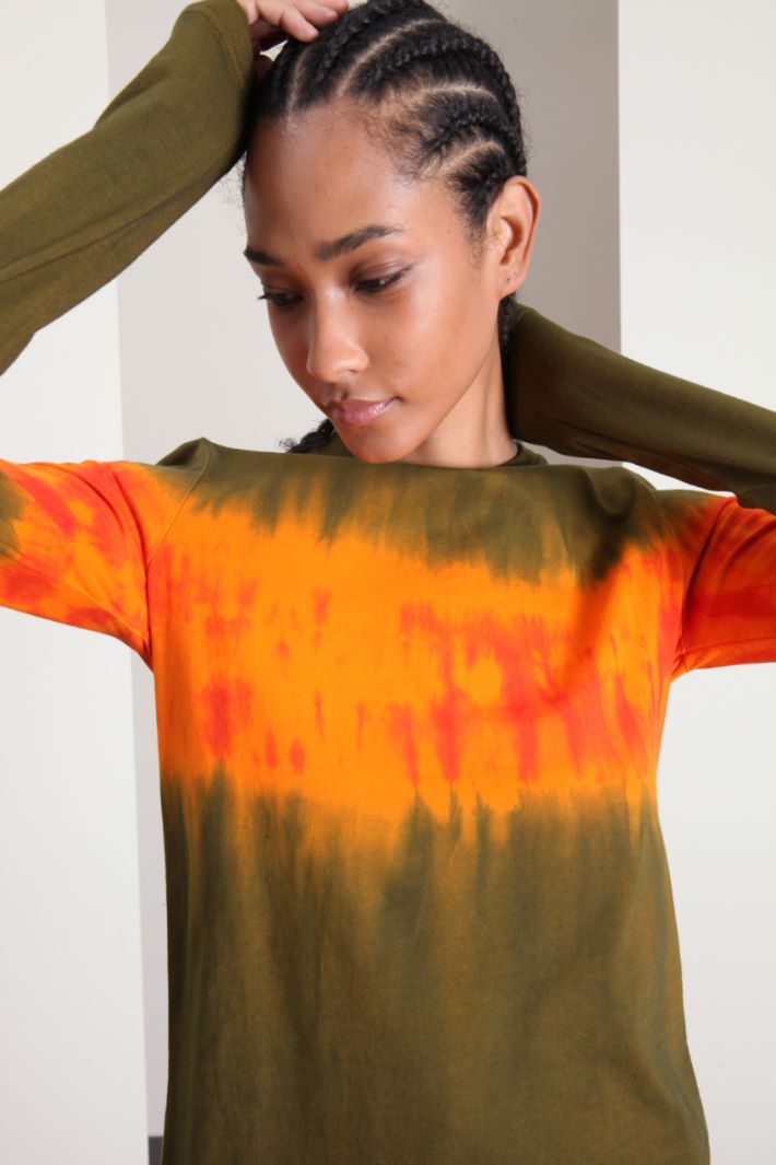 T-shirt con stampa tye-dye - VERDE ARANCIONE - Fashion Market