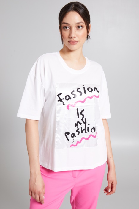 T-shirt con inserto in raso - Fashion Market