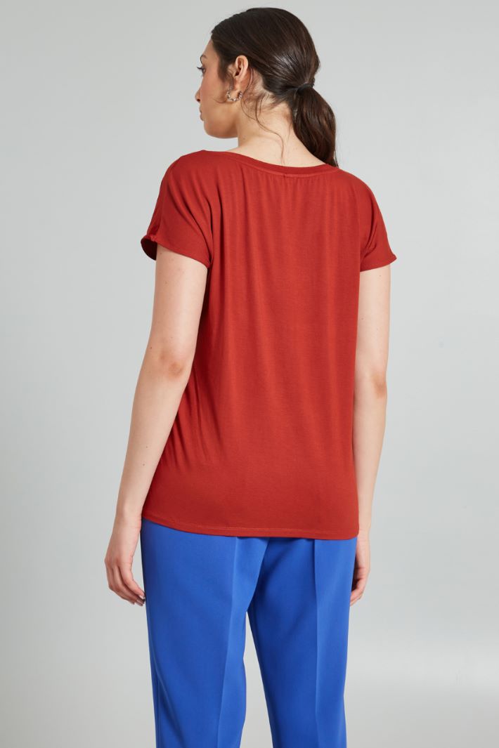 T-shirt in raso  - MARRONE - Fashion Market - 4