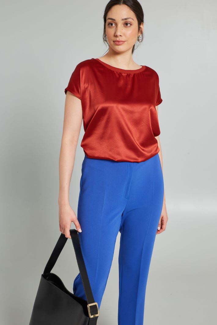 T-shirt in raso  - MARRONE - Fashion Market - 2