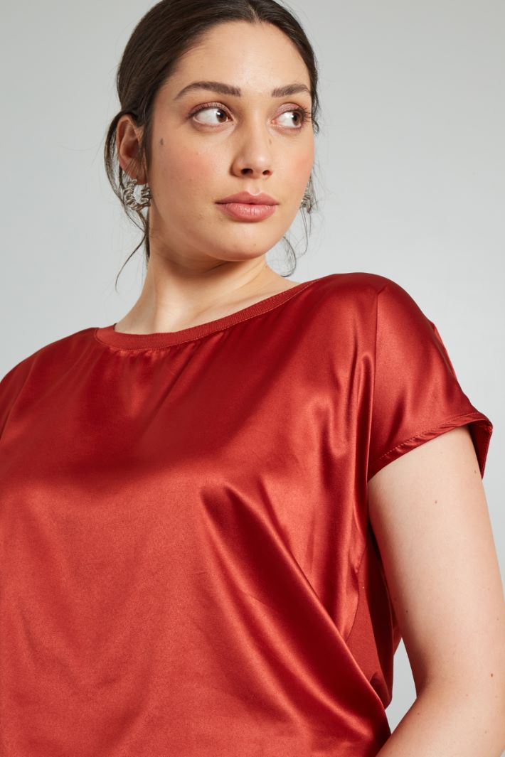 T-shirt in raso  - MARRONE - Fashion Market - 3