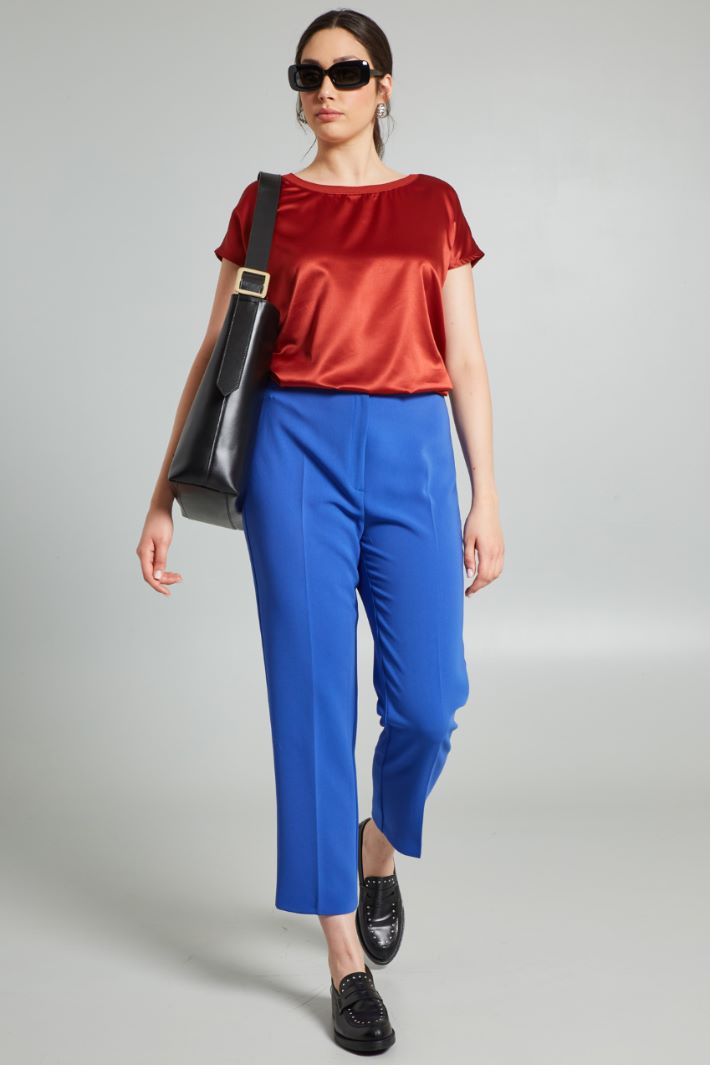 T-shirt in raso  - MARRONE - Fashion Market