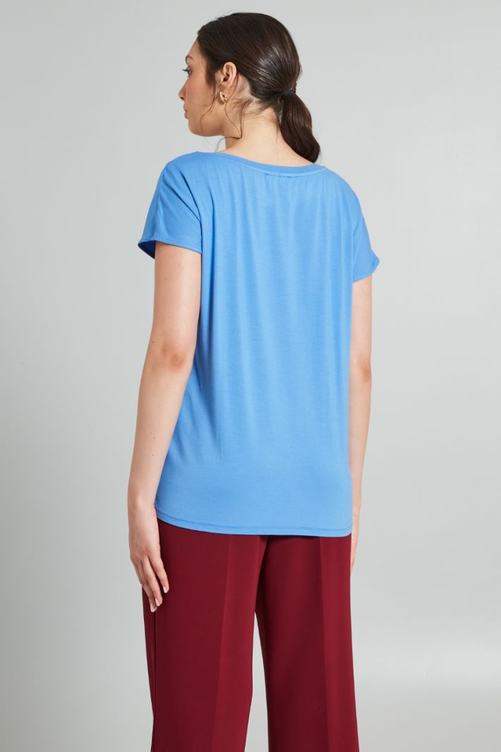 T-shirt in raso  - AZZURRO - Fashion Market - 4