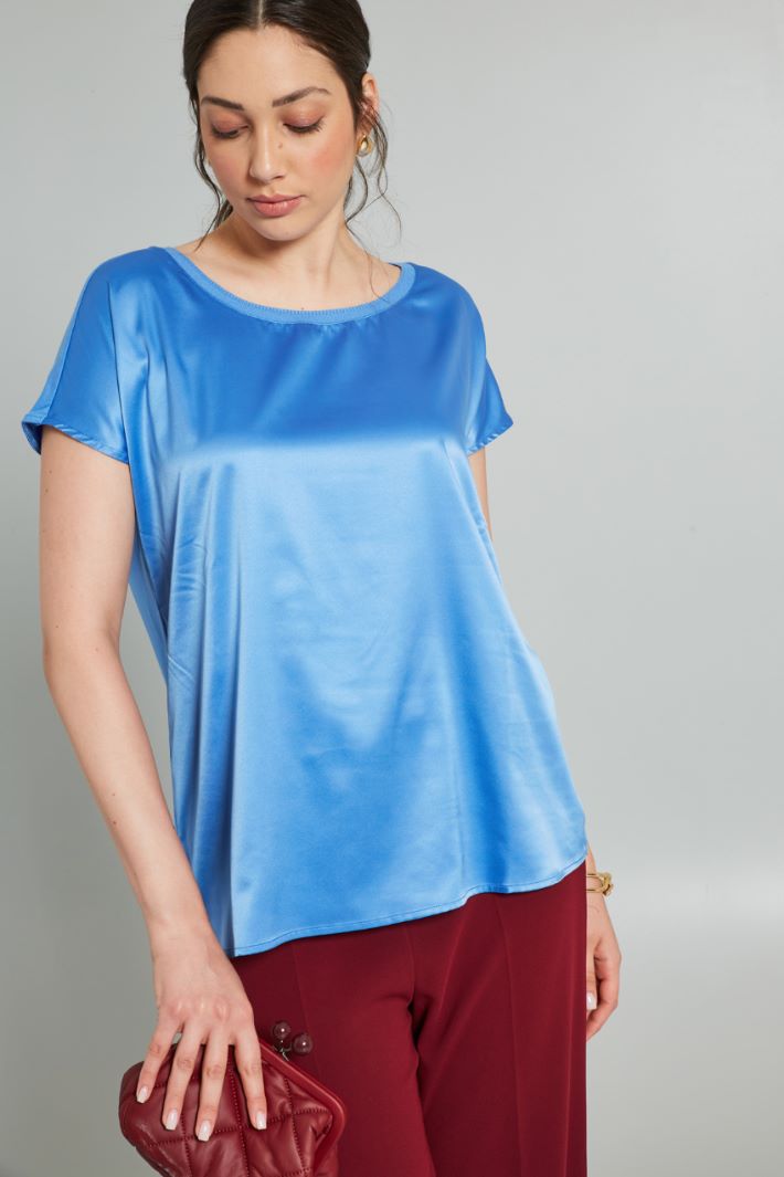 T-shirt in raso  - AZZURRO - Fashion Market - 2