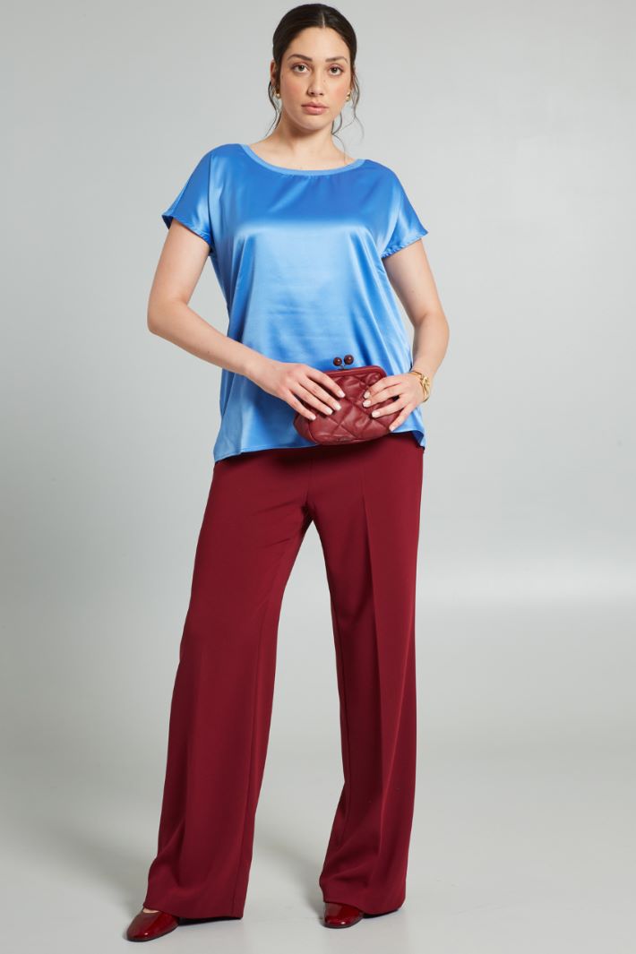 T-shirt in raso  - AZZURRO - Fashion Market