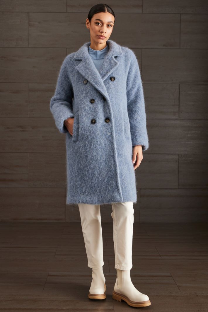 Cappotto garzato - AZZURRO POLVERE - Fashion Market - 2