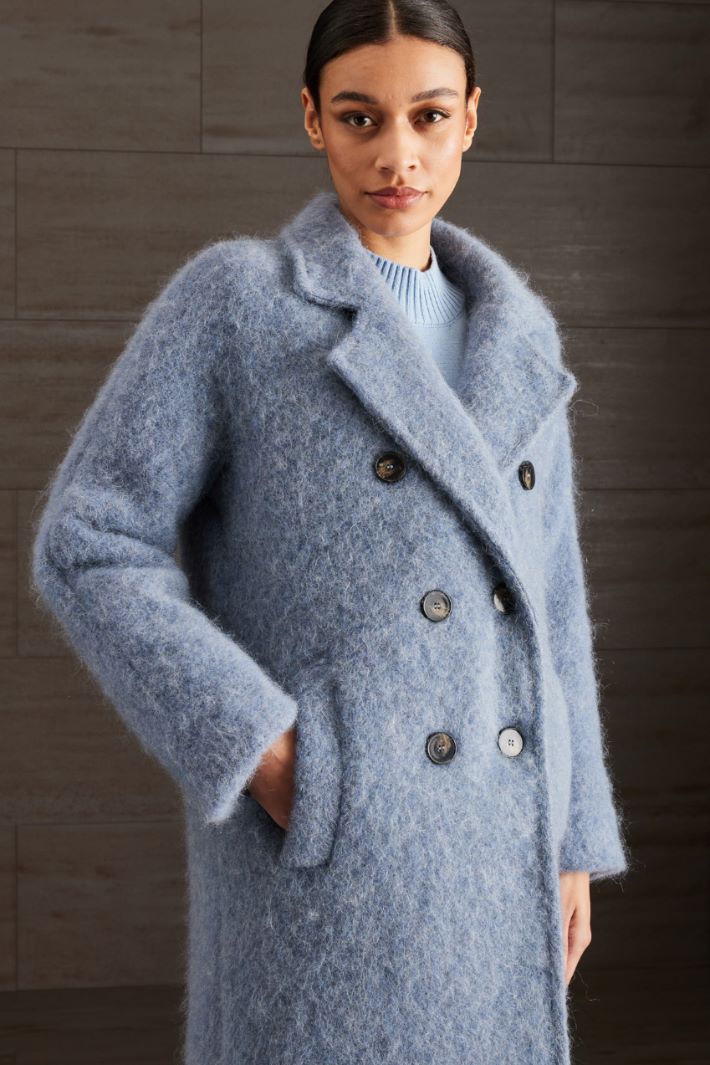 Cappotto garzato - AZZURRO POLVERE - Fashion Market - 3