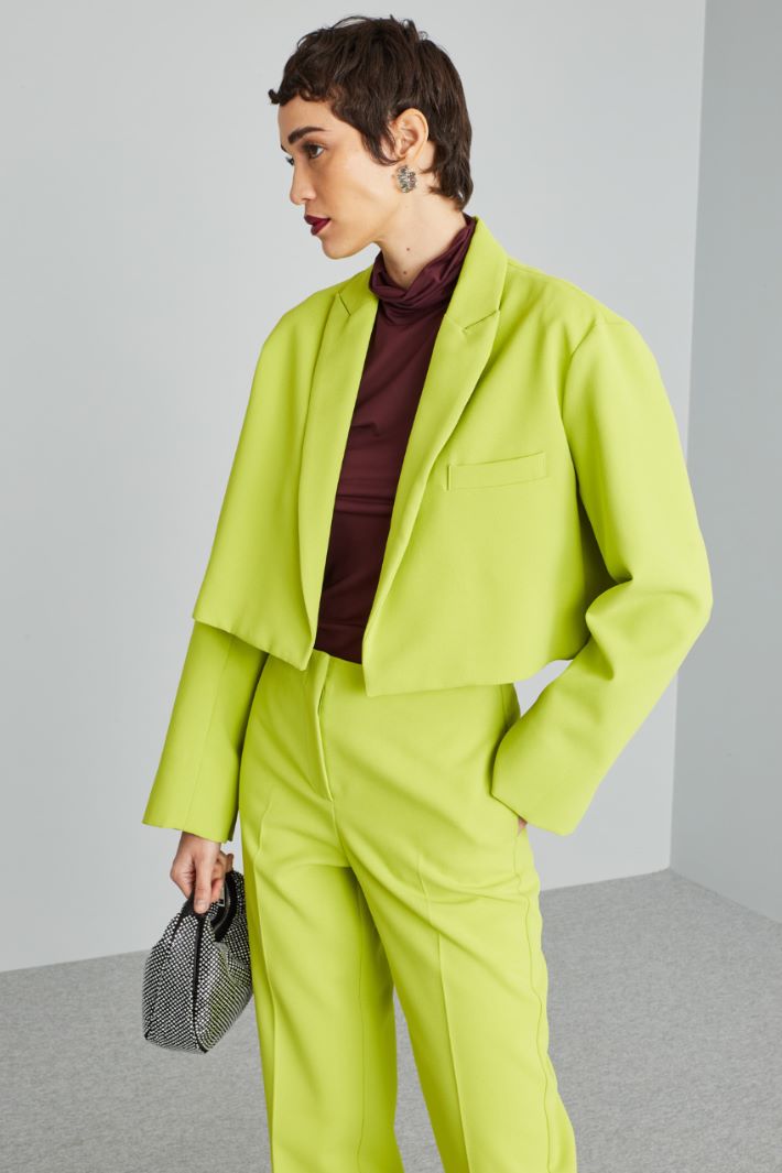 Giacca corta in cady pesante - VERDE LIME - Fashion Market - 2
