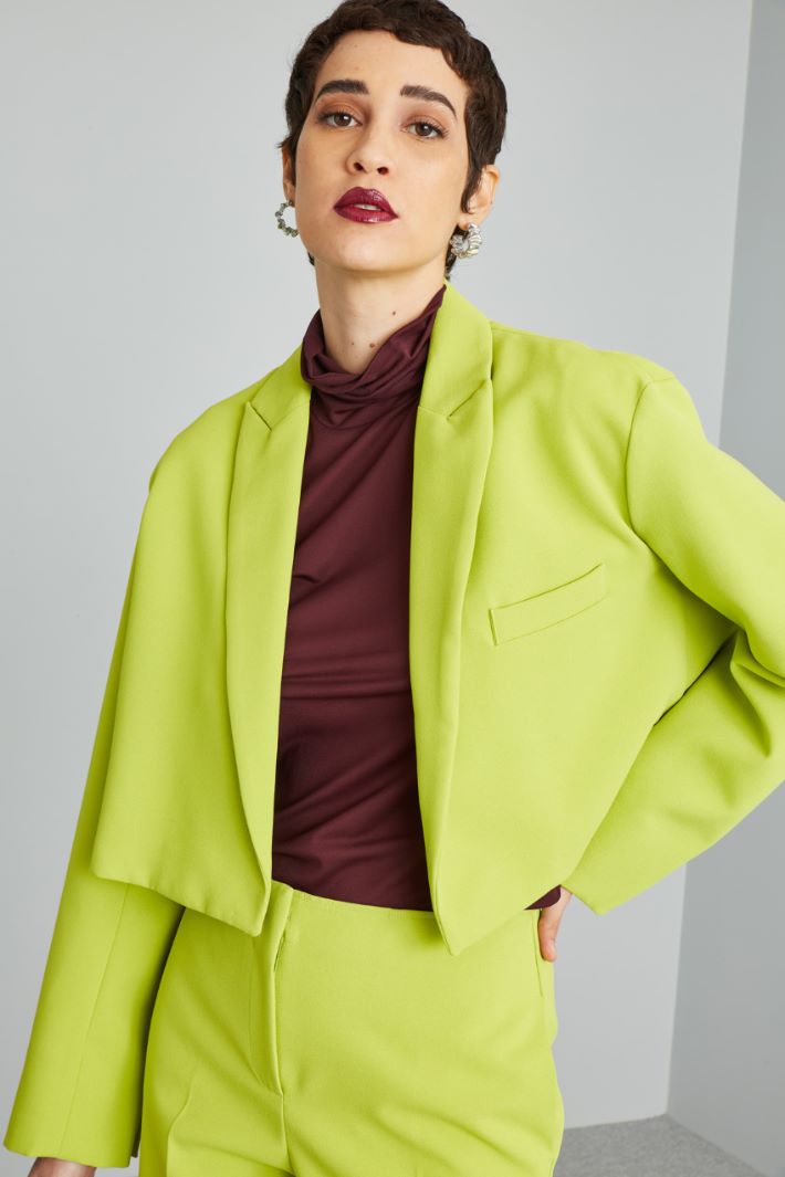 Giacca corta in cady pesante - VERDE LIME - Fashion Market - 3