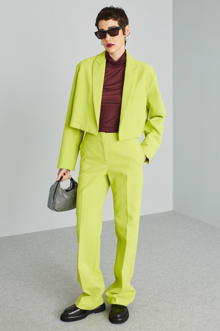 Giacca corta in cady pesante - VERDE LIME - Fashion Market