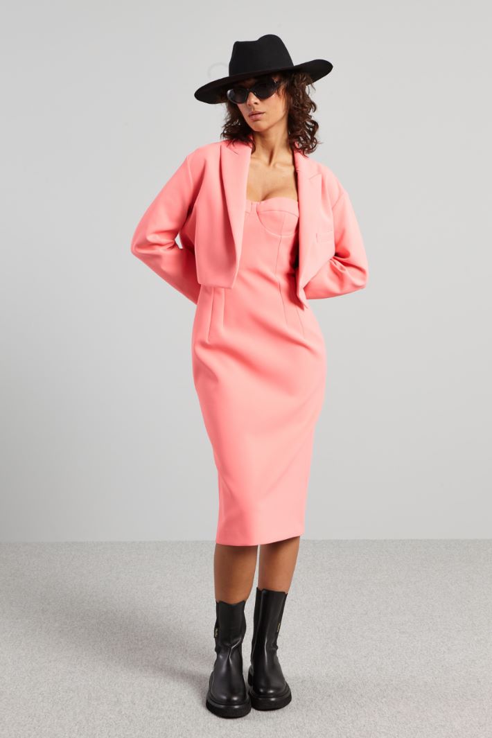 Giacca corta in cady pesante - ROSA ACCESO - Fashion Market