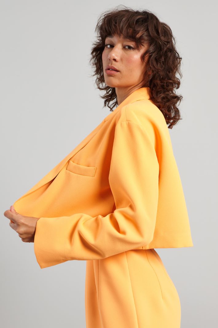 Giacca corta in cady pesante - ARANCIONE - Fashion Market - 3