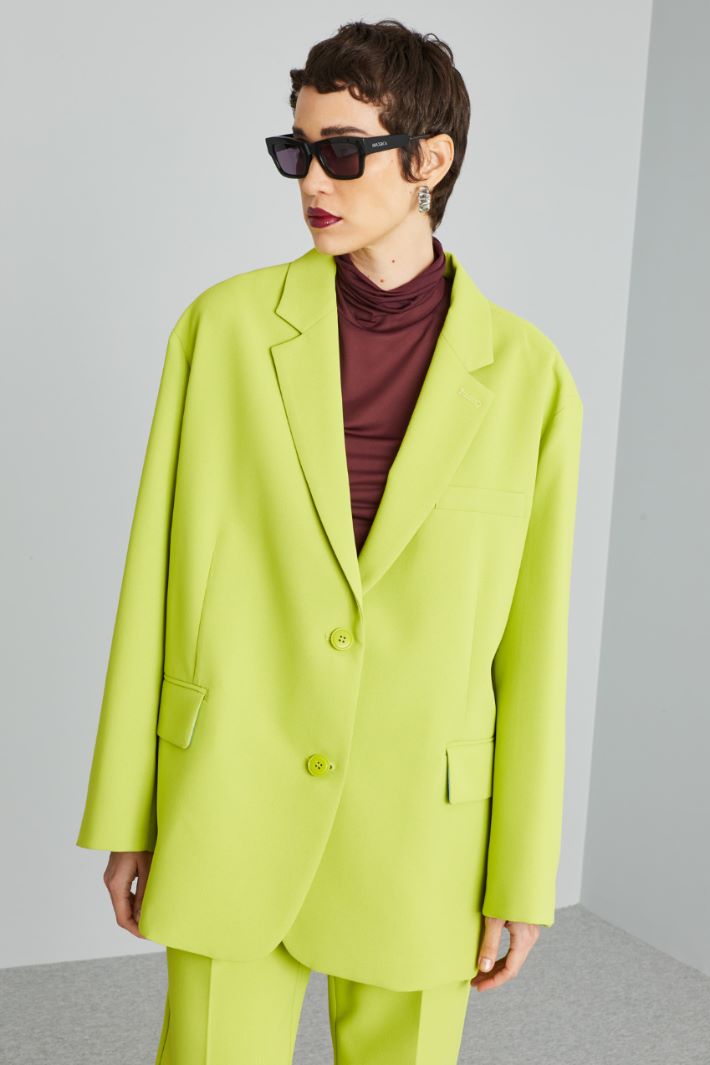 Blazer over in cady pesante - VERDE LIME - Fashion Market - 2