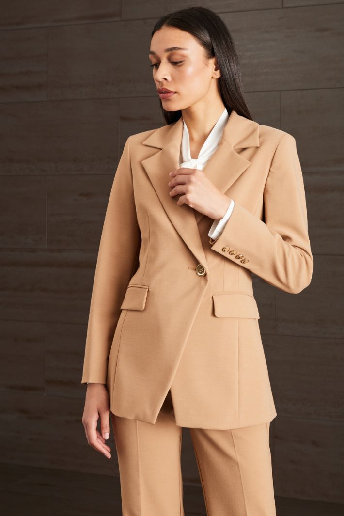 Blazer in tela di viscosa - CAMMELLO - Fashion Market - 2