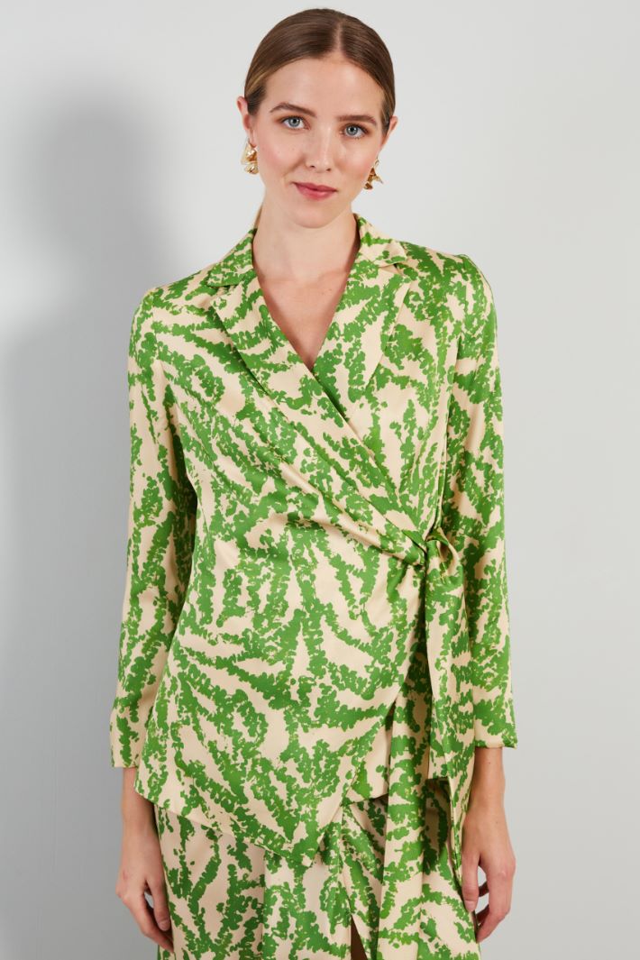 Blazer in twill a portafoglio - VERDE AVORIO - Fashion Market - 2