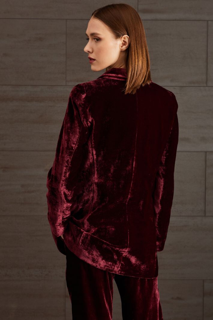 Blazer in velluto di viscosa - BORDEAUX - Fashion Market - 4