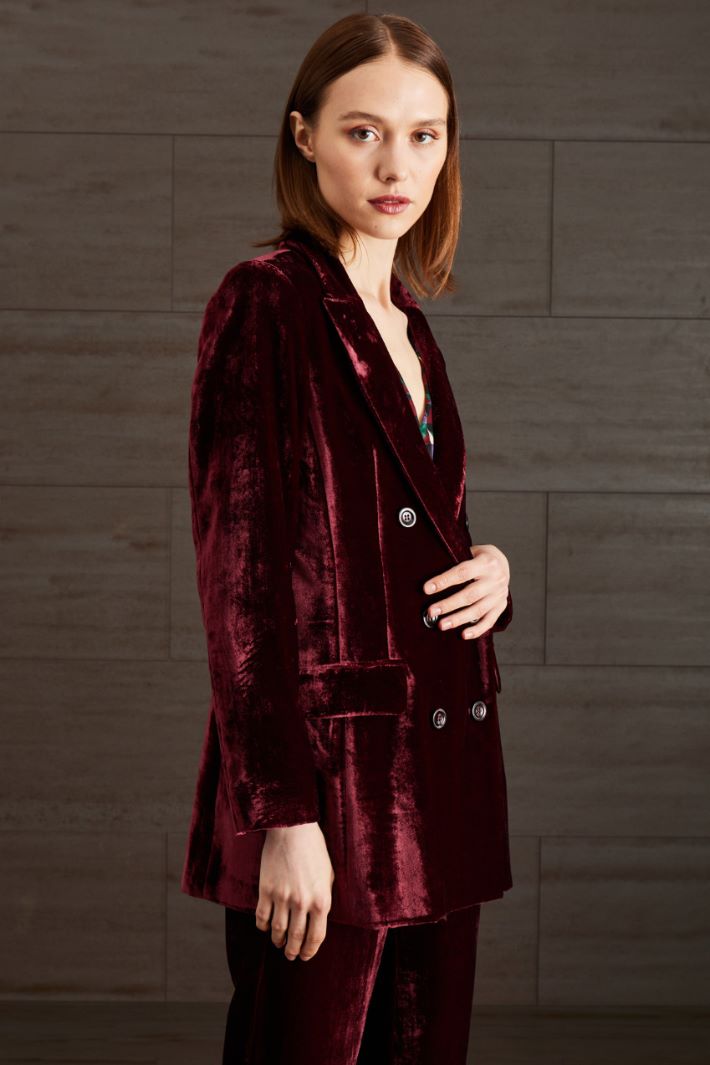 Blazer in velluto di viscosa - BORDEAUX - Fashion Market - 2