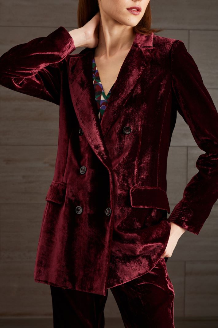 Blazer in velluto di viscosa - BORDEAUX - Fashion Market - 3